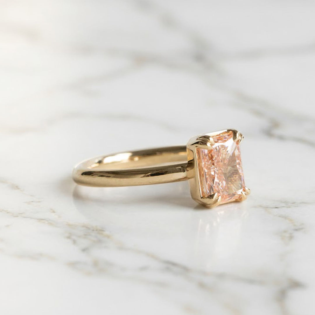 1.51 CT Pink Radiant Double Prong Ring, Pink Radiant Lab Grown Diamond Ring, Radiant Solitaire Ring For Women, Proposal Ring, Wedding Gift