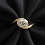 Load image into Gallery viewer, Lab Grown Diamond Ring, 2.00ct Oval Cut, 9K &amp; 14K Gold, Prong Setting, Engagement, Solitaire, Modern Bypass Design, VS+ Clarity, F+ Color