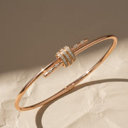 14K Solid Gold Bangle Bracelet for Women, Round Cut Diamond Bracelet Bangle, Gold Latch Bracelet, Diamond Bangle Bracelet, Gift For Her