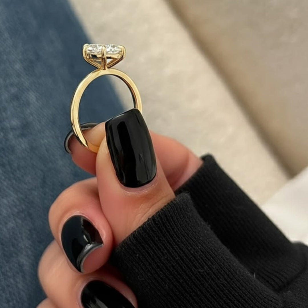 2 Carat Pear Cut Lab Grown Diamond Ring / Pear Shaped Engagement Ring / 2 CT Solitaire Ring / Minimalist Ring / 14K Gold Thin Dainty Ring