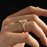 2 Carat Marquise F VS+ Lab Grown Diamond 2.7MM Solitaire Ring / Split Shank Cathedral Engagement Ring in 14k Yellow Gold / Thick Band