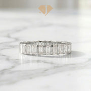 14K Solid Gold Baguette Ring, Vertical Baguette Wedding Ring, Dainty Stacking Ring for Women, Baguette Diamond Eternity Band, Gift for Her