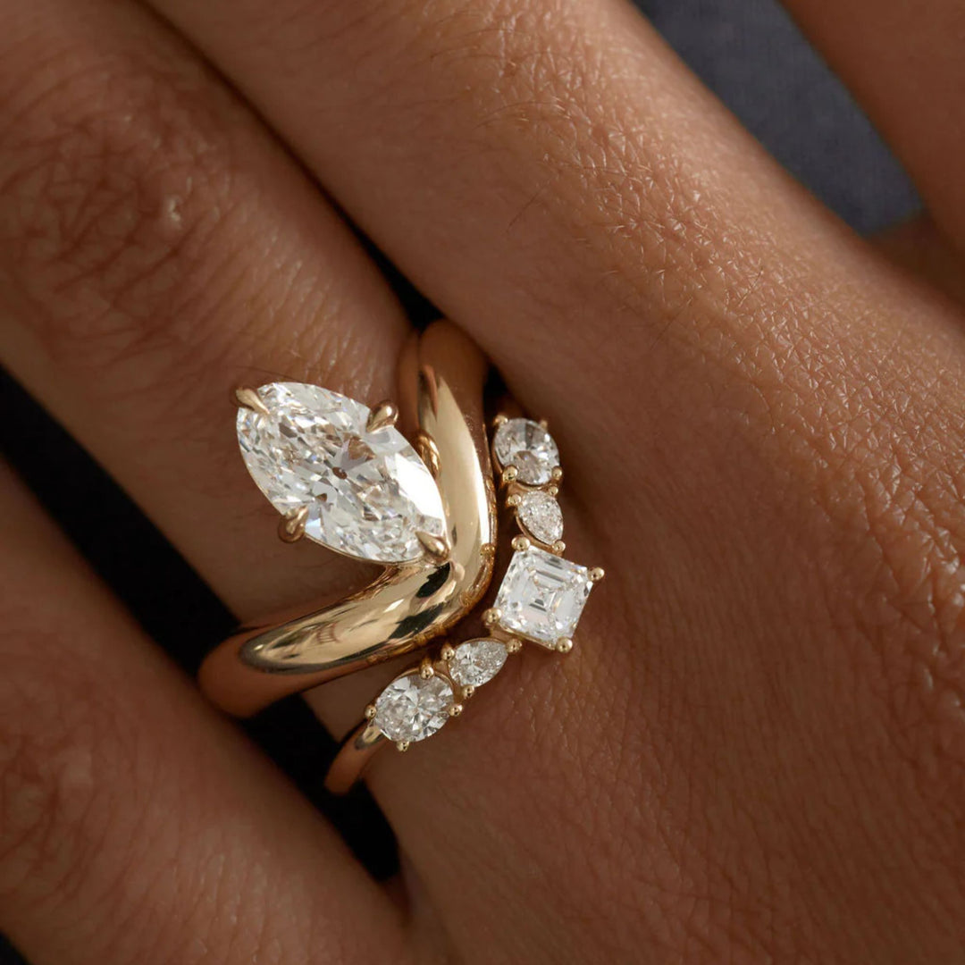 Diamond Engagement Ring 3mm Domed Setting, 14K Solid Gold Customizable Antique Cut, Certified Jewelry, IGI Certified, Gift Her