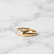 Handmade Dainty Solid Gold Baguette Diamond Dome Ring, Dome Baguette Diamond Women's Diamond Ring, Unique Diamond Wedding Band, Gift Her