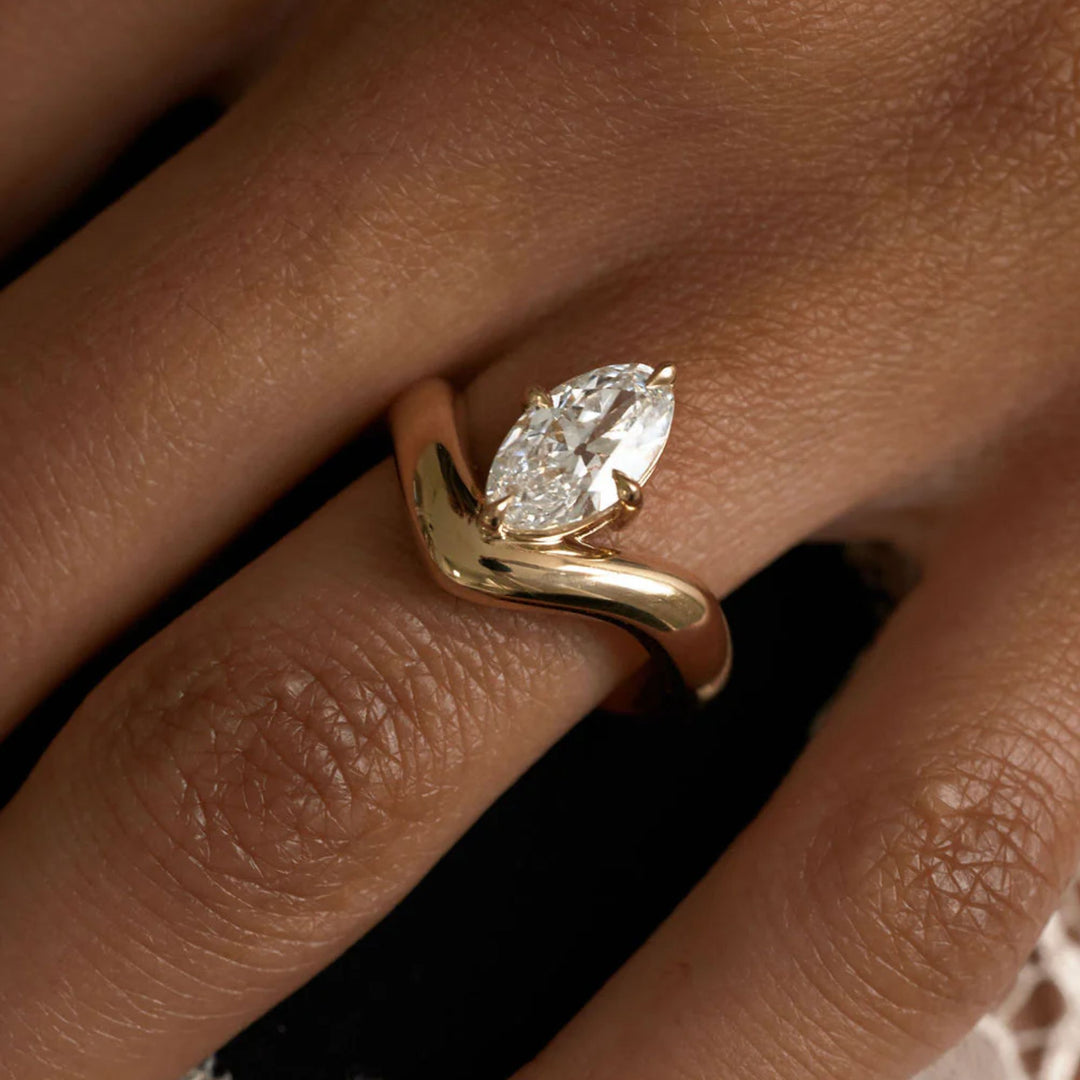 Diamond Engagement Ring 3mm Domed Setting, 14K Solid Gold Customizable Antique Cut, Certified Jewelry, IGI Certified, Gift Her