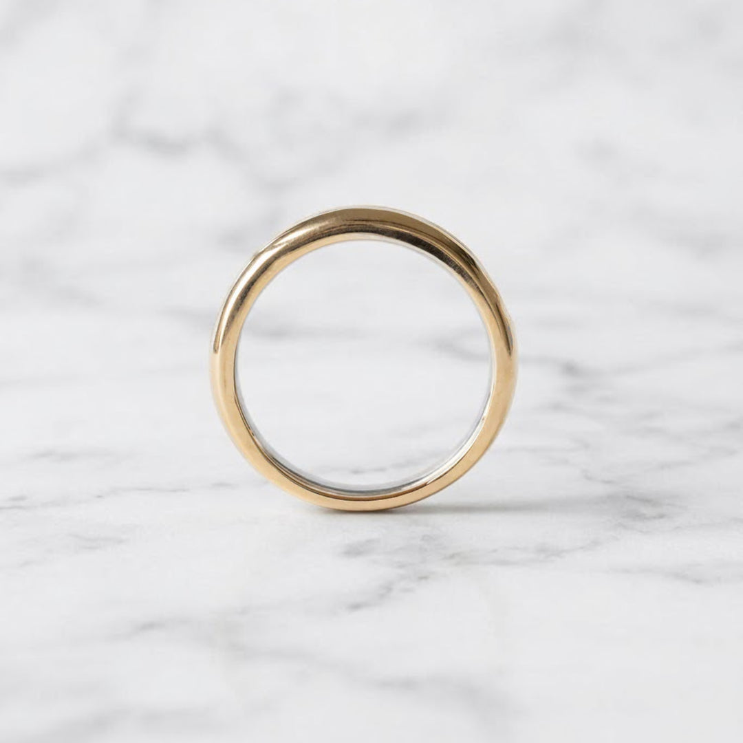 Handmade Dainty Solid Gold Baguette Diamond Dome Ring, Dome Baguette Diamond Women's Diamond Ring, Unique Diamond Wedding Band, Gift Her