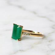 2.77 Carat Real Emerald Diamond Ring - 14k Solid Gold Ring - Wedding Gift Ring - Emerald Cut Ring For Women - Emerald Engagement Ring