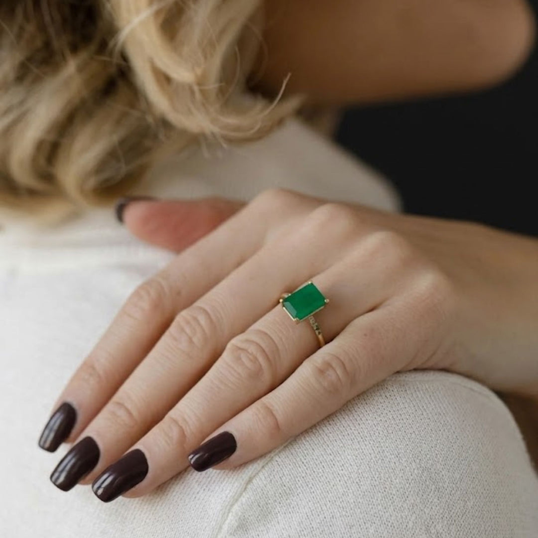2.77 Carat Real Emerald Diamond Ring - 14k Solid Gold Ring - Wedding Gift Ring - Emerald Cut Ring For Women - Emerald Engagement Ring