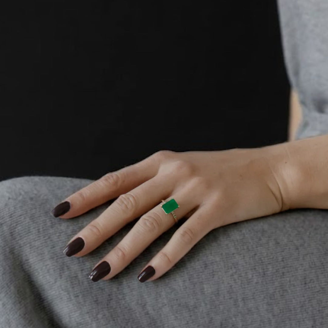2.77 Carat Real Emerald Diamond Ring - 14k Solid Gold Ring - Wedding Gift Ring - Emerald Cut Ring For Women - Emerald Engagement Ring