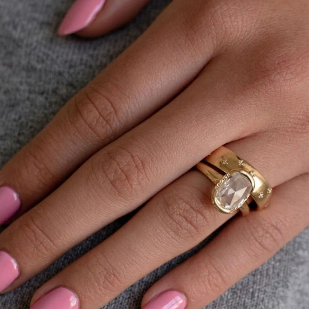 Unique Design Diamond Wave Wedding Band, 14K Solid Gold Stackable Wedding Ring Celestial Promise Rings for Women Anniversary Gift for Her