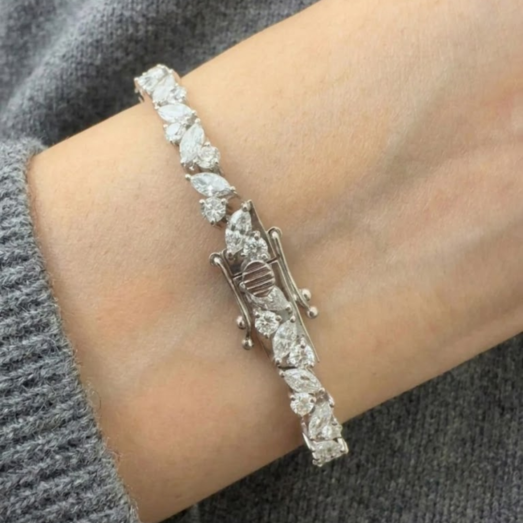 11.57ct Handmade Tennis Bracelet, 14K Gold Tennis Bracelet, Classic Tennis Bracelet, Everyday Diamond Bracelet, Statement Bracelet, Gift Her