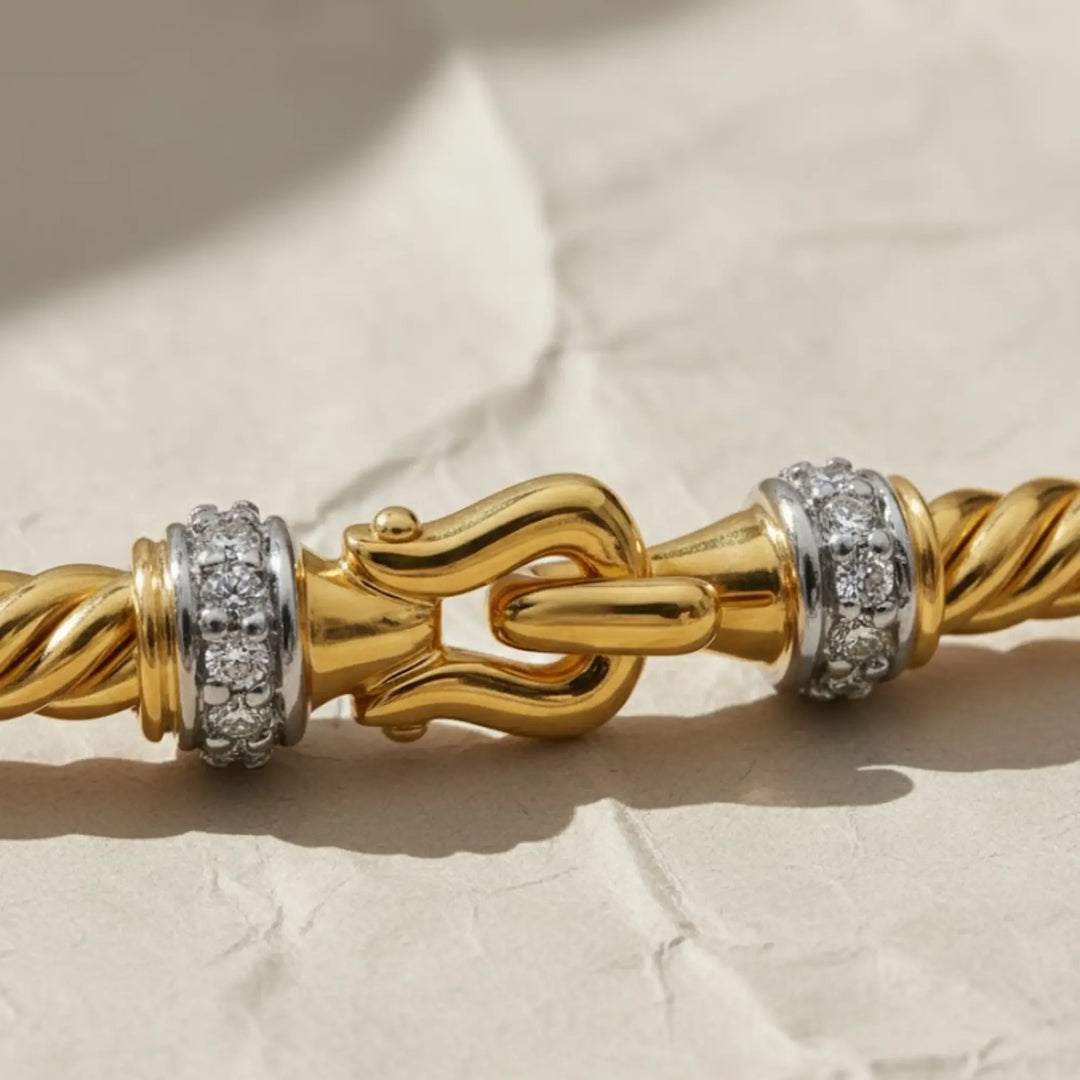 14K Gold Diamond Cable Bangle Bracelet | Twisted Rope Bracelet | Natural Diamond Bangle | Luxury Handmade Jewelry Gift Jwalin Jewels