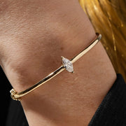 14K Gold Marquise Lab Grown Diamond Bangle Bracelet 0.70 Carat, Minimal Dainty Jewelry Gift for Her, Fine Gold Jewelry Jwalin Jewels
