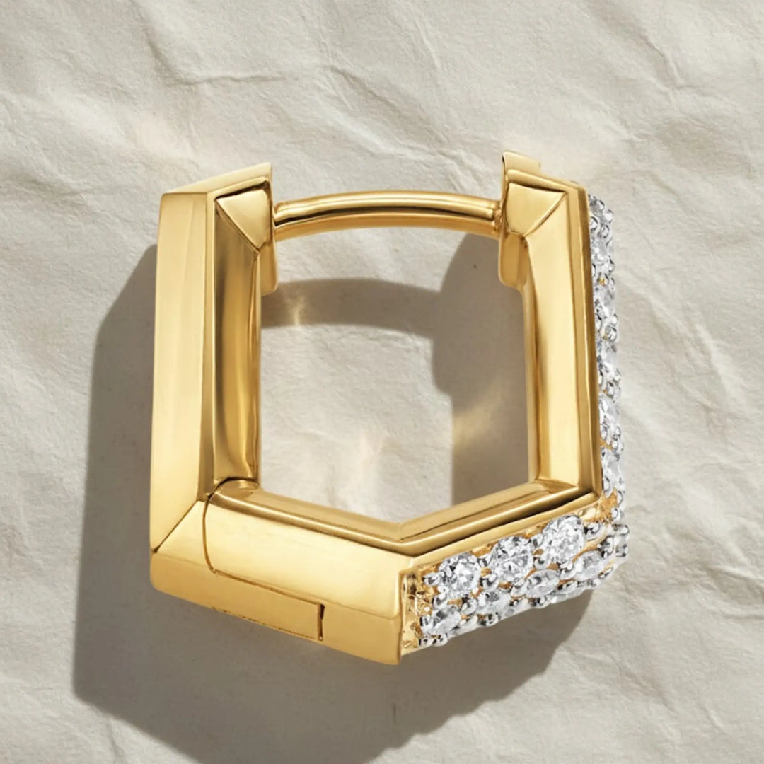 Men's Diamond Earrings - Gold Diamond Huggie Hoop Earrings - Small 14K Solid Gold Hoop Earrings Men - Men's Jewelry Jwalin Jewels