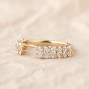 4x2mm Oval Lab Grown Diamond Notch Wedding Band Oval Cut Lab Diamond half Eternity Band Anniversary Band Women bridal Stacking Matching Band