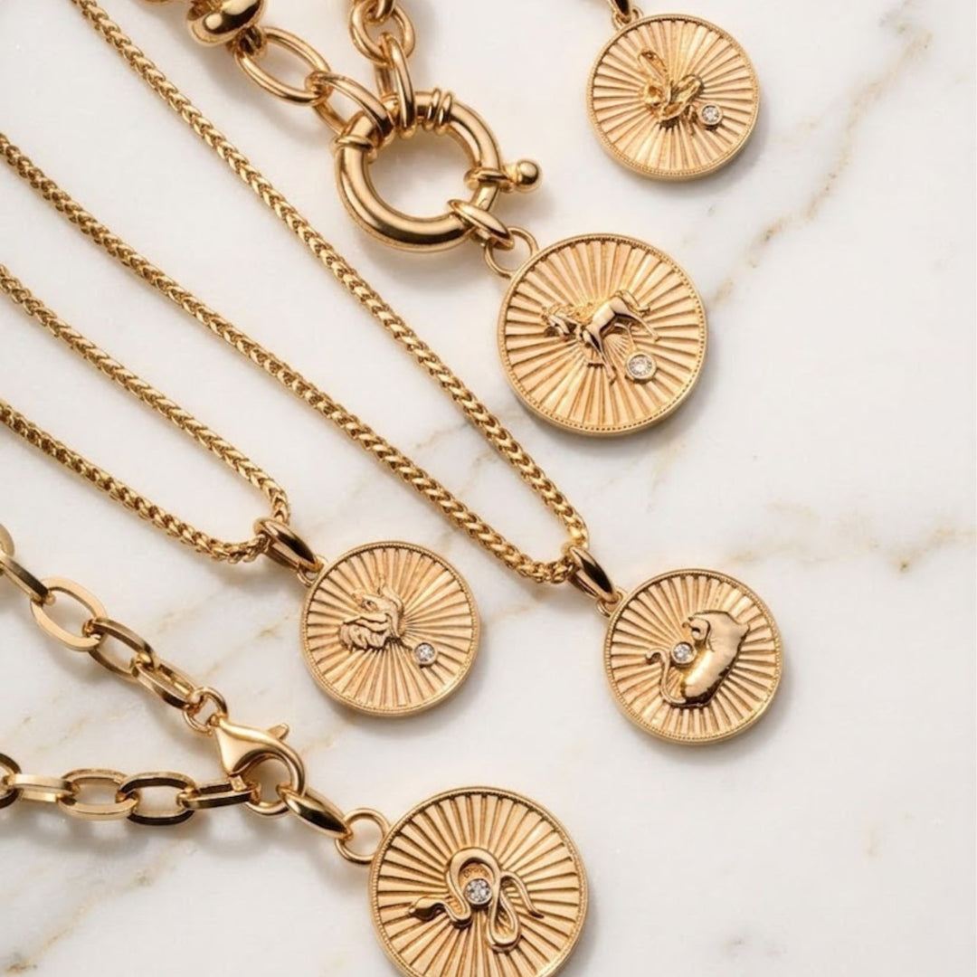 14K Solid Gold Necklace Coin Necklaces, Yellow Gold Chic Necklace, Ancient Rome Inspired Jewelry, Helios Celestial Medallion Charm, Gift Her
