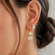 Double Drop Diamond Earrings, Lab Grown Diamond Dangle Earrings, 14K Solid Gold, Round & Oval Diamond, Bridal Wedding Gift, IGI Certified