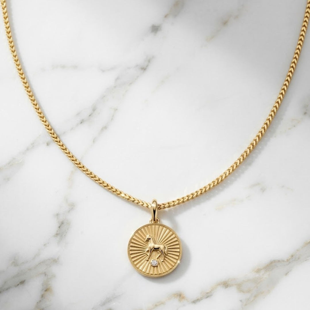14K Solid Gold Necklace Coin Necklaces, Yellow Gold Chic Necklace, Ancient Rome Inspired Jewelry, Helios Celestial Medallion Charm, Gift Her