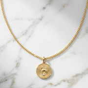 14K Solid Gold Necklace Coin Necklaces, Yellow Gold Chic Necklace, Ancient Rome Inspired Jewelry, Helios Celestial Medallion Charm, Gift Her