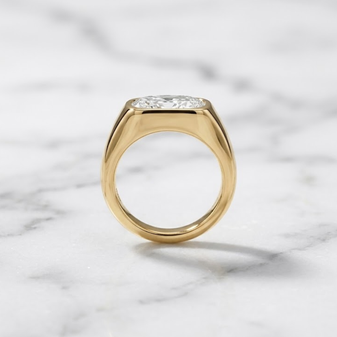 14K Solid Gold 2.00 CT Moval Cut Lab Grown Diamond Ring