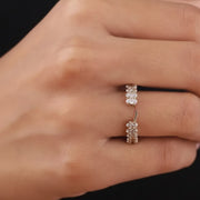4x2mm Oval Lab Grown Diamond Notch Wedding Band Oval Cut Lab Diamond half Eternity Band Anniversary Band Women bridal Stacking Matching Band