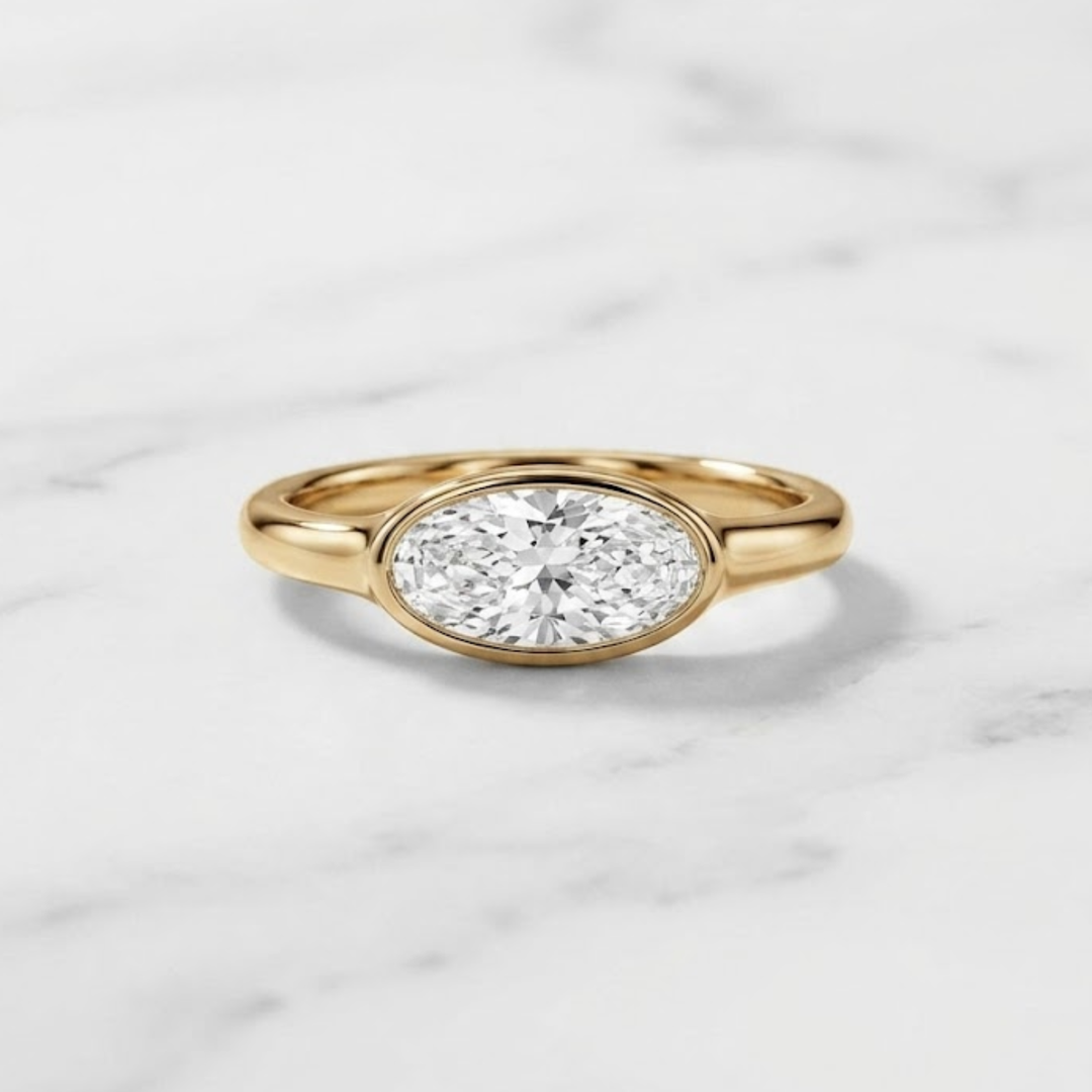 14K Solid Gold 2.00 CT Moval Cut Lab Grown Diamond Ring