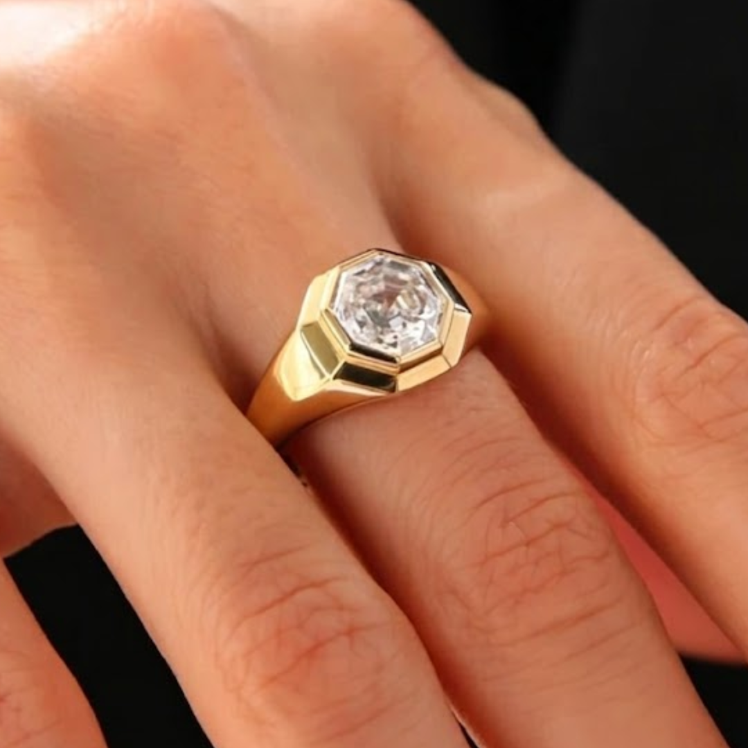 14K Solid Gold 2.00 Carat Octagonal Lab Grown Diamond Ring
