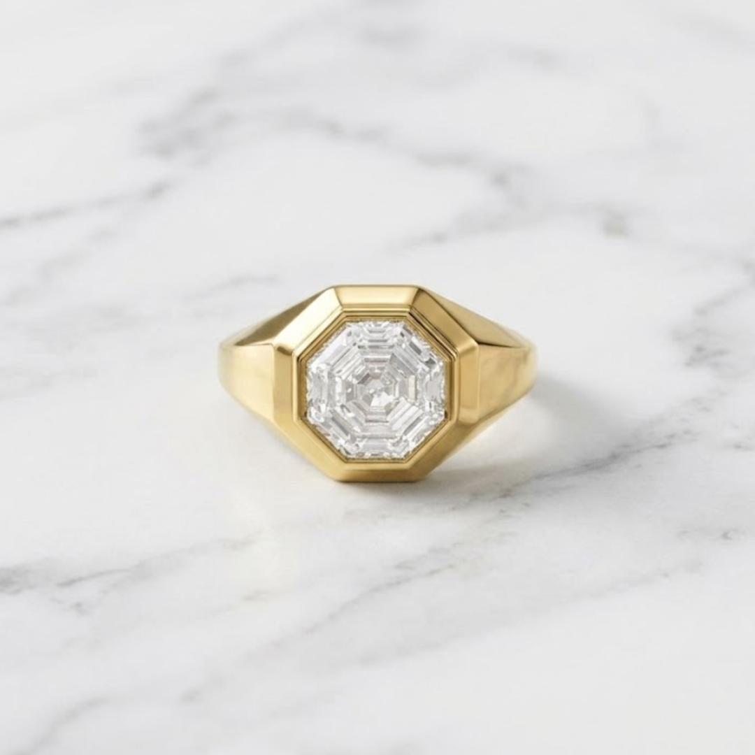 14K Solid Gold 2.00 Carat Octagonal Lab Grown Diamond Ring