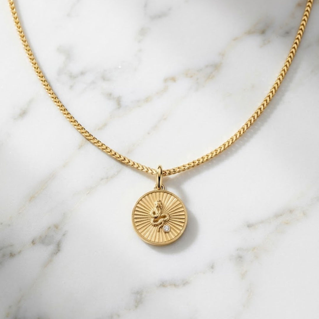 14K Solid Gold Necklace Coin Necklaces, Yellow Gold Chic Necklace, Ancient Rome Inspired Jewelry, Helios Celestial Medallion Charm, Gift Her