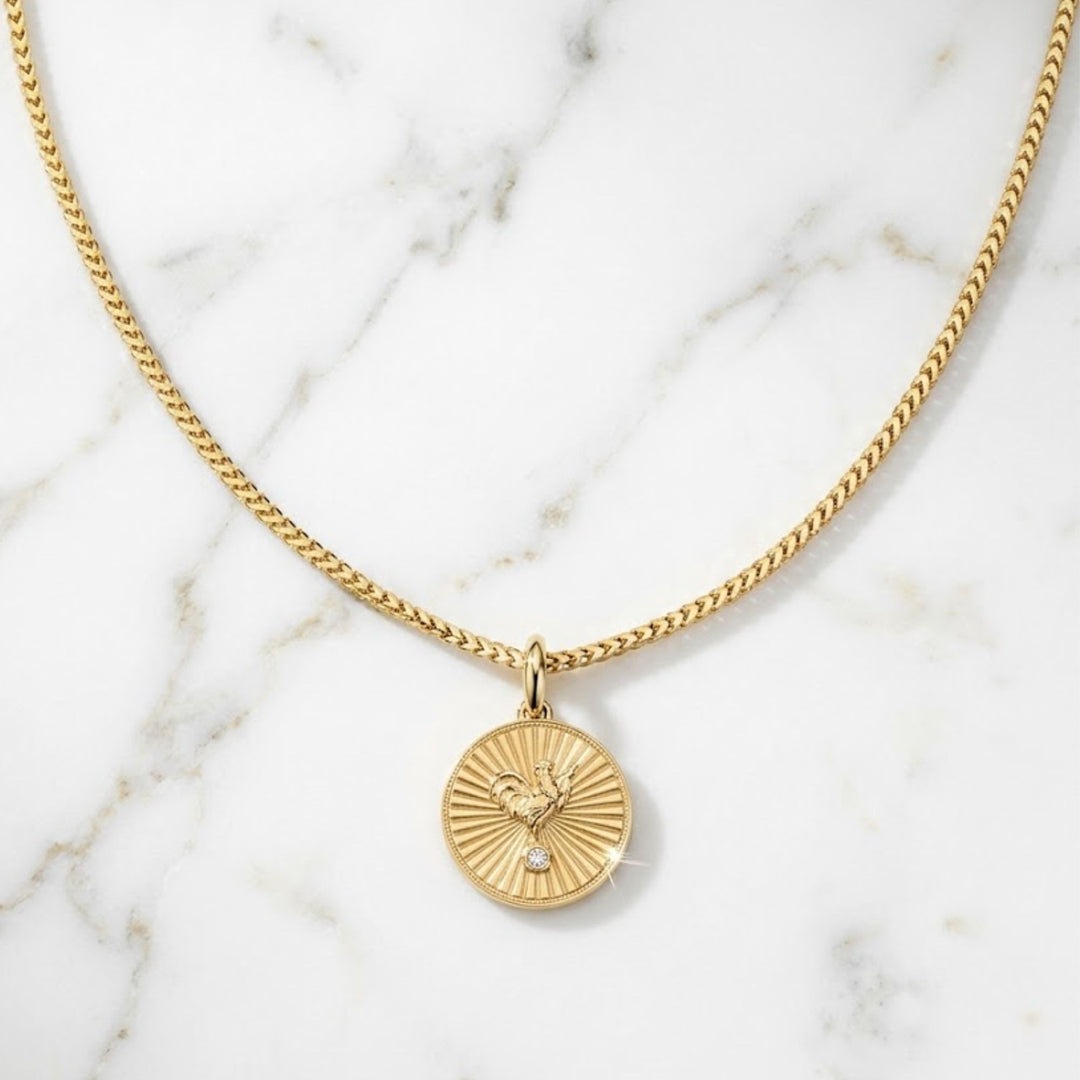 14K Solid Gold Necklace Coin Necklaces, Yellow Gold Chic Necklace, Ancient Rome Inspired Jewelry, Helios Celestial Medallion Charm, Gift Her