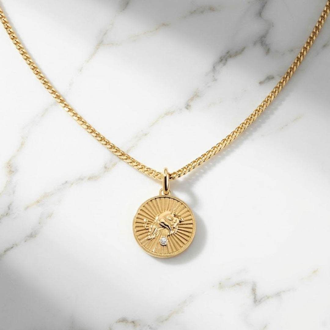 14K Solid Gold Necklace Coin Necklaces, Yellow Gold Chic Necklace, Ancient Rome Inspired Jewelry, Helios Celestial Medallion Charm, Gift Her