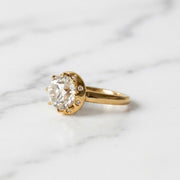 Old Mine Cut Ring | Antique Halo Engagement Ring | Vintage Floral Halo Ring | Gold Solitaire Ring | Romantic Bridal Ring | Gift For Her