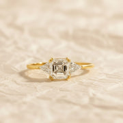 IGI Certified Asscher Cut Diamond Engagement Ring, Lab Grown Diamond Wedding Ring, Three Stone Diamond Ring, Diamond Promise Ring for Women