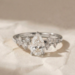 Load image into Gallery viewer, Pear Cut Lab Grown Diamond Engagement Ring, 1 Carat Tear Shape Solitaire in 9K, 14K, 18K Gold | Handmade Minimalist Wedding