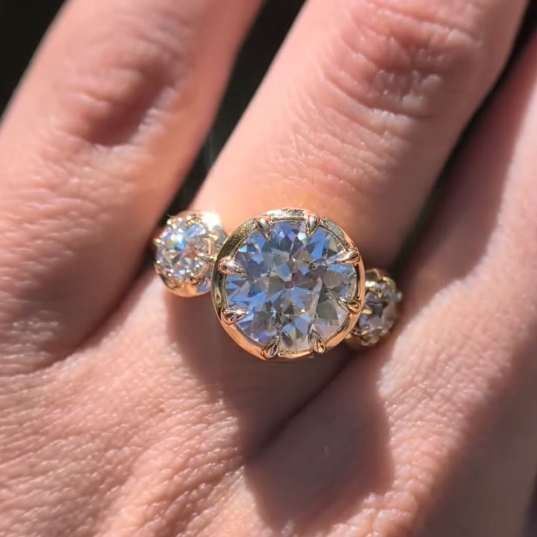 4 CT old European cut lab grown diamond Engagement Ring, IGI Certified Ring, Timeless Vintage Elegance, Solitaire Classic Ring Gift For Her
