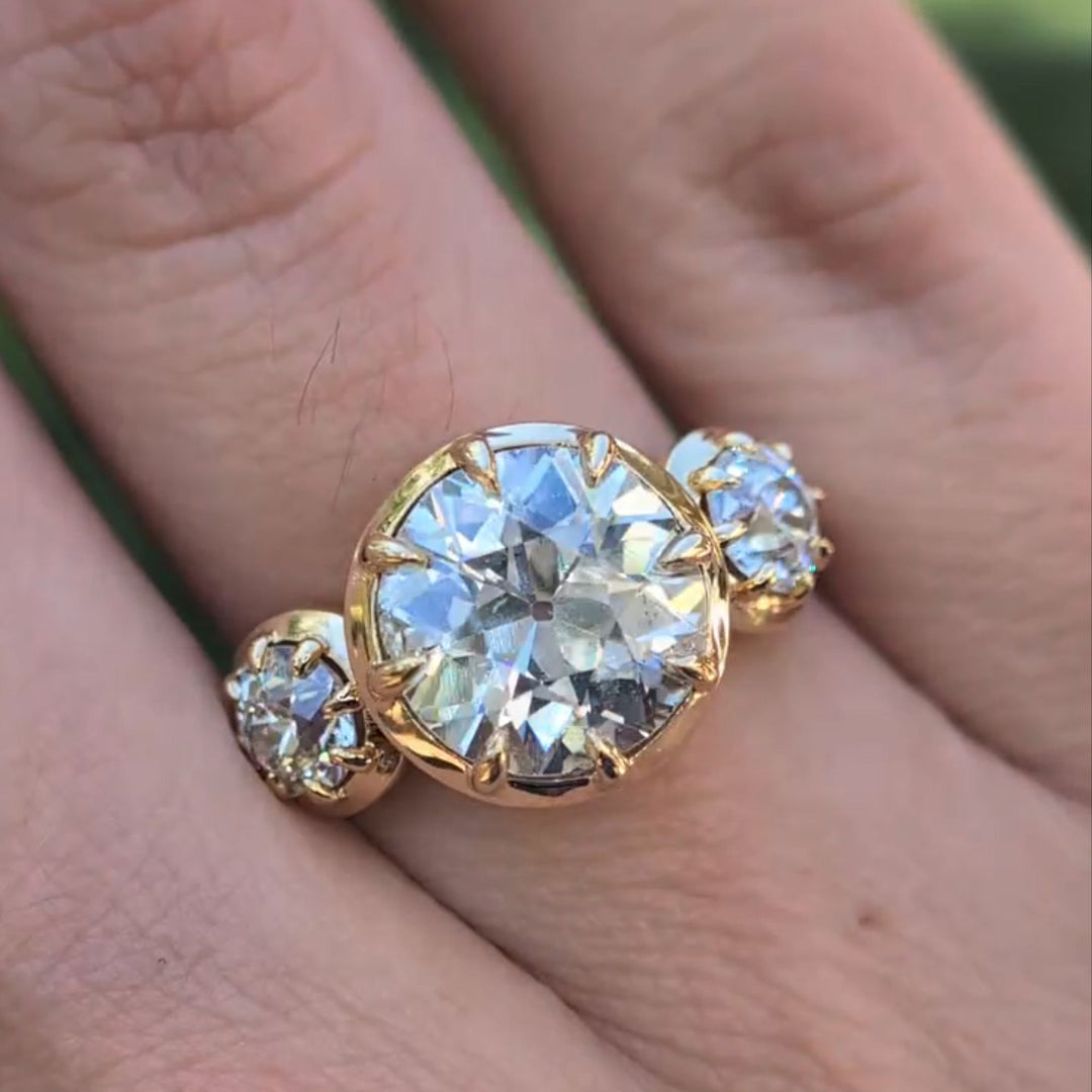 4 CT old European cut lab grown diamond Engagement Ring, IGI Certified Ring, Timeless Vintage Elegance, Solitaire Classic Ring Gift For Her