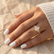 Pear Cut Lab Grown Diamond Engagement Ring, 1 Carat Tear Shape Solitaire in 9K, 14K, 18K Gold | Handmade Minimalist Wedding