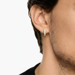 Load image into Gallery viewer, Men's Diamond Earrings - Gold Diamond Huggie Hoop Earrings - Small 14K Solid Gold Hoop Earrings Men - Men's Jewelry Jwalin Jewels