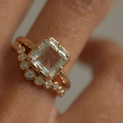 Diamond Bezel Curved Wedding Band | Graduated Bezel Ring | Bubble Diamond Band | Gold Stacking Ring | Bridal Wedding Band | Gift For Her