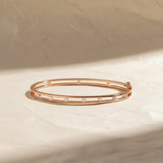 Lab Grown Diamond Bangle Bracelet, 9K & 14K Gold, Minimalist Dainty Vintage Jewelry, Gift for Her, Authentic Solid Gold Jewelry