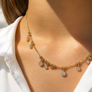 14K Solid Gold Classic Diamond Dust Necklace, Dainty Diamond Necklace, Layering Necklace, Solitaire Diamond Necklace for Women, Unique Gift