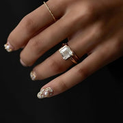 Half Bezel Set Asscher Cut 3ct Lab Grown Diamond Engagement Ring