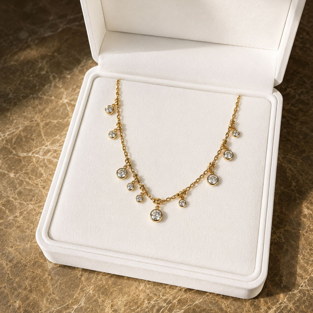14K Solid Gold Classic Diamond Dust Necklace, Dainty Diamond Necklace, Layering Necklace, Solitaire Diamond Necklace for Women, Unique Gift