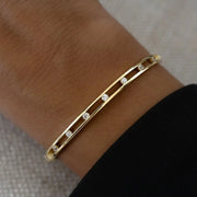 Lab Grown Diamond Bangle Bracelet, 9K & 14K Gold, Minimalist Dainty Vintage Jewelry, Gift for Her, Authentic Solid Gold Jewelry Jwalin Jewels