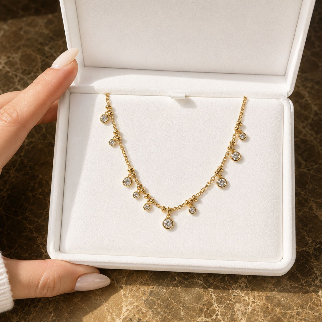 14K Solid Gold Classic Diamond Dust Necklace, Dainty Diamond Necklace, Layering Necklace, Solitaire Diamond Necklace for Women, Unique Gift