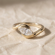 Diamond Bezel Set Ring in 9K, 14K, 18K White, Yellow, or Rose Gold Handcrafted Lab-Grown Diamonds, SGL & IGI Certified
