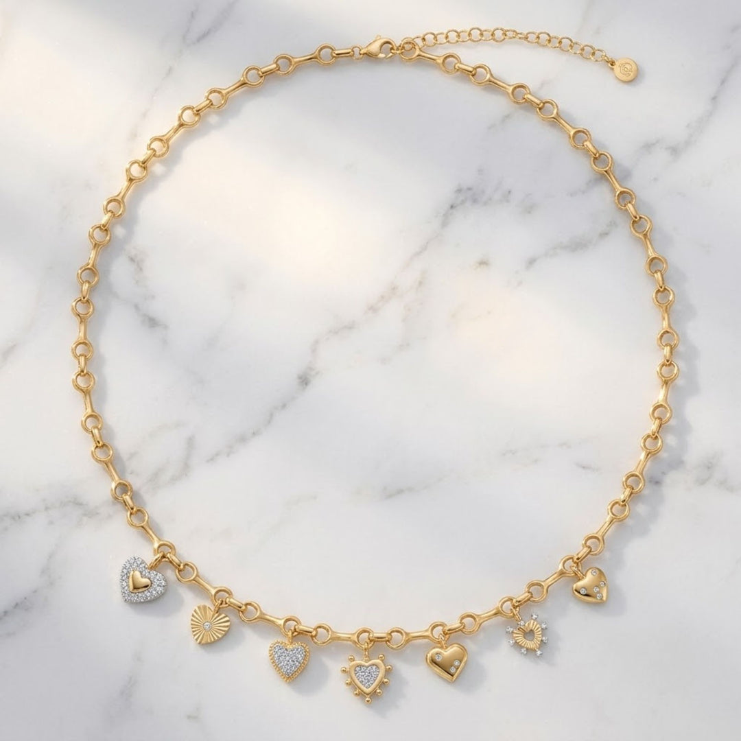 Natural Diamond Multi Heart Necklace