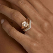 Diamond Chevron Ring | V Shape Wedding Band | Two Tone Stacking Ring | Pave Diamond V Ring | Bridal Band Set | Gift For Her