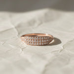 Load image into Gallery viewer, Lab Grown Diamond Pave Ring, 14K-18K Gold Beaded Band, Statement Anniversary Gift for Wife, BFF, Gf, Love Band, VS+ Clarity, F+ Color