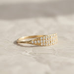 Load image into Gallery viewer, Lab Grown Diamond Pave Ring, 14K-18K Gold Beaded Band, Statement Anniversary Gift for Wife, BFF, Gf, Love Band, VS+ Clarity, F+ Color